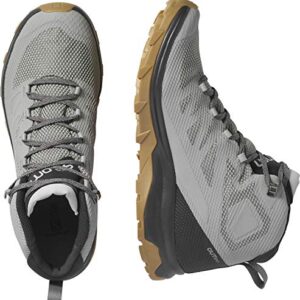 Salomon Outline Mid Gore-TEX Hiking Boots for Men, Frost Gray/Black/Alloy, 10.5