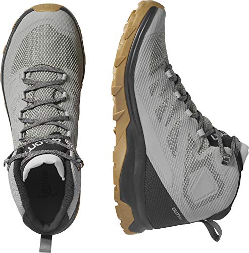 Salomon Outline Mid Gore-TEX Hiking Boots for Men, Frost Gray/Black/Alloy, 10.5