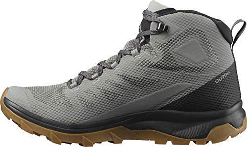 Salomon Outline Mid Gore-TEX Hiking Boots for Men, Frost Gray/Black/Alloy, 10.5