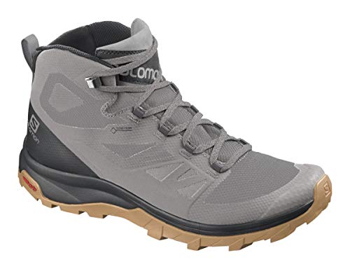 Salomon Outline Mid Gore-TEX Hiking Boots for Men, Frost Gray/Black/Alloy, 10.5