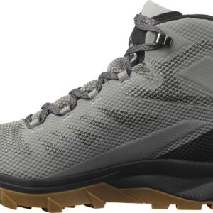 Salomon Outline Mid Gore-TEX Hiking Boots for Men, Frost Gray/Black/Alloy, 10.5