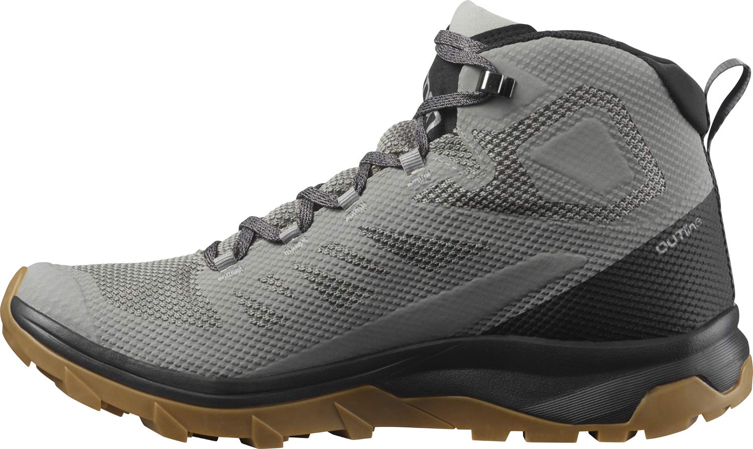 Salomon Outline Mid Gore-TEX Hiking Boots for Men, Frost Gray/Black/Alloy, 10.5