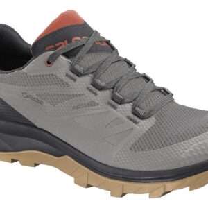 Salomon Outline Gore-TEX Hiking Shoes for Men, Frost Gray/Black/Burnt Brick, 7