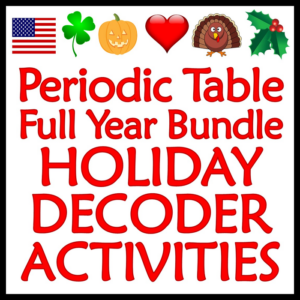 periodic table worksheets: set of 9 year long holiday fun science activities
