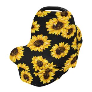 nursing cover breastfeeding scarf sunflower- baby car seat covers, stroller cover, carseat canopy (n6)