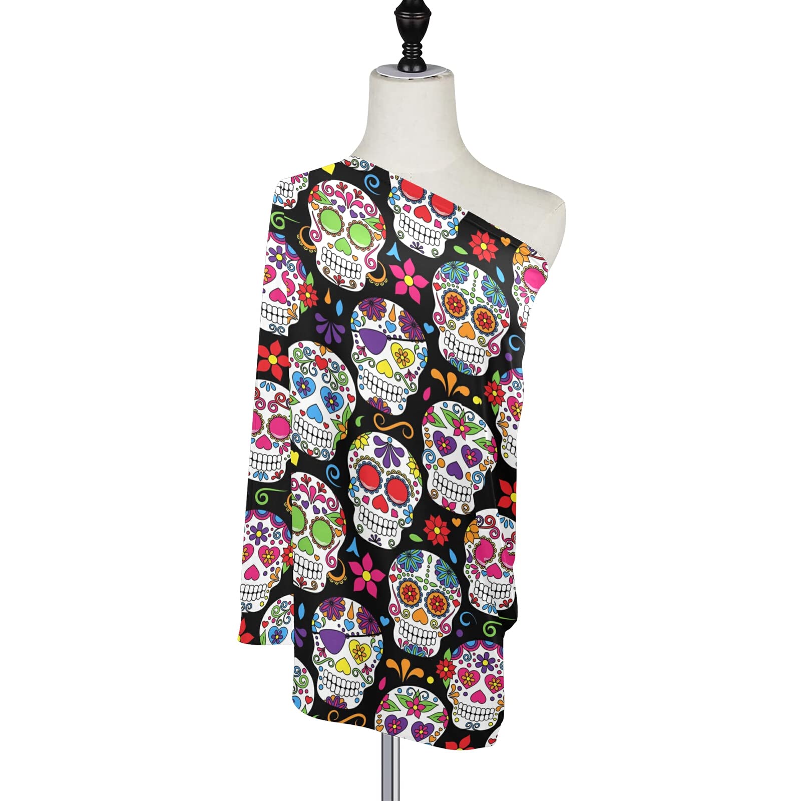 Nursing Cover Breastfeeding Scarf Day of Dead Sugar Skull- Baby Car Seat Covers, Infant Stroller Cover, Carseat Canopy(m)