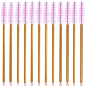 XVbond 100 PCS Disposable Eyelash Mascara Brushes Mascara Wands Applicator Eyebrow Brush, Eyelash Applicator Brush Makeup Applicators Kit (Golden-Pink)