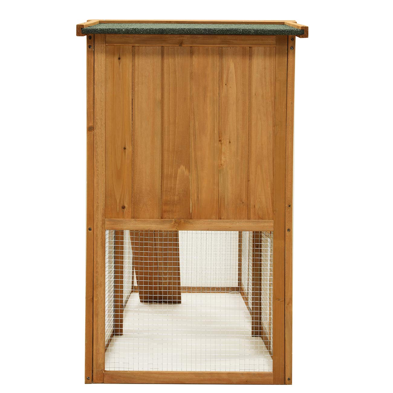 Ogrmar Chicken Coop Large Wooden Outdoor Bunny Rabbit Hutch Hen Cage with Ventilation Door, Removable Tray & Ramp Garden Backyard Pet House Chicken Nesting Box