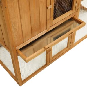 Ogrmar Chicken Coop Large Wooden Outdoor Bunny Rabbit Hutch Hen Cage with Ventilation Door, Removable Tray & Ramp Garden Backyard Pet House Chicken Nesting Box