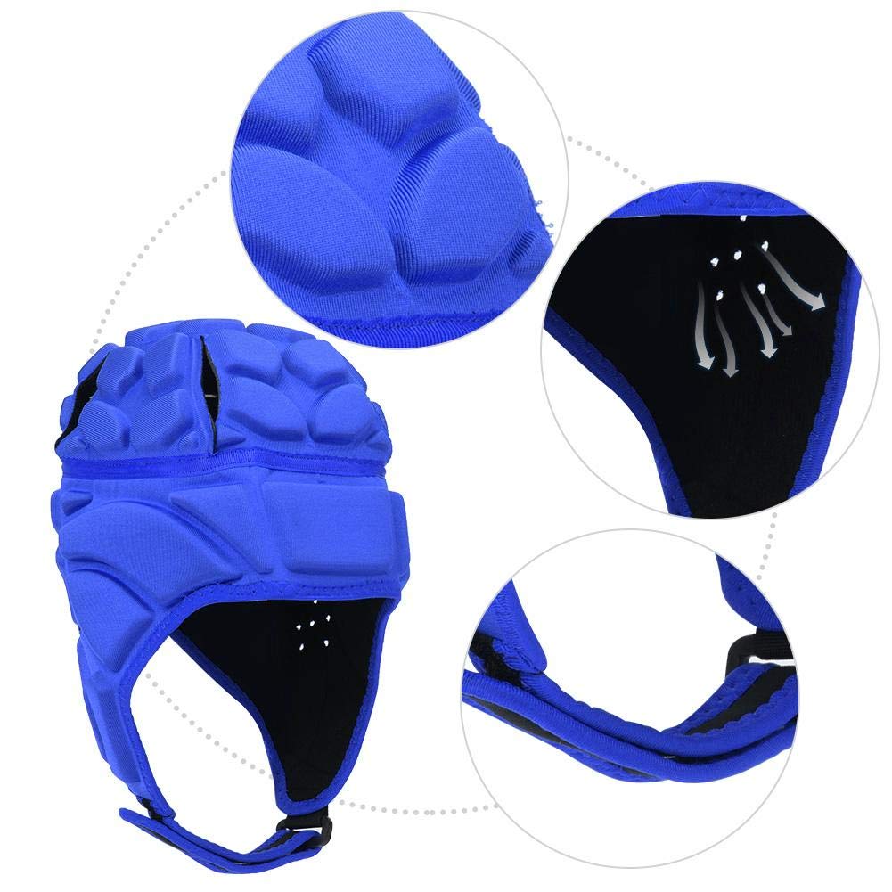 Rugbyball Helmet, Soft Shell Protective Headgear for Reduceing Impact Collision Children, Teenager, Adult (S/M/L/XL) (Blue L)