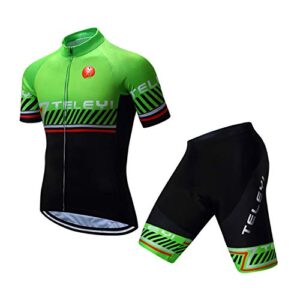 men cycling jersey short sleeve set usa bike shirt reflective,quick dry+5d padded shorts s-3xl