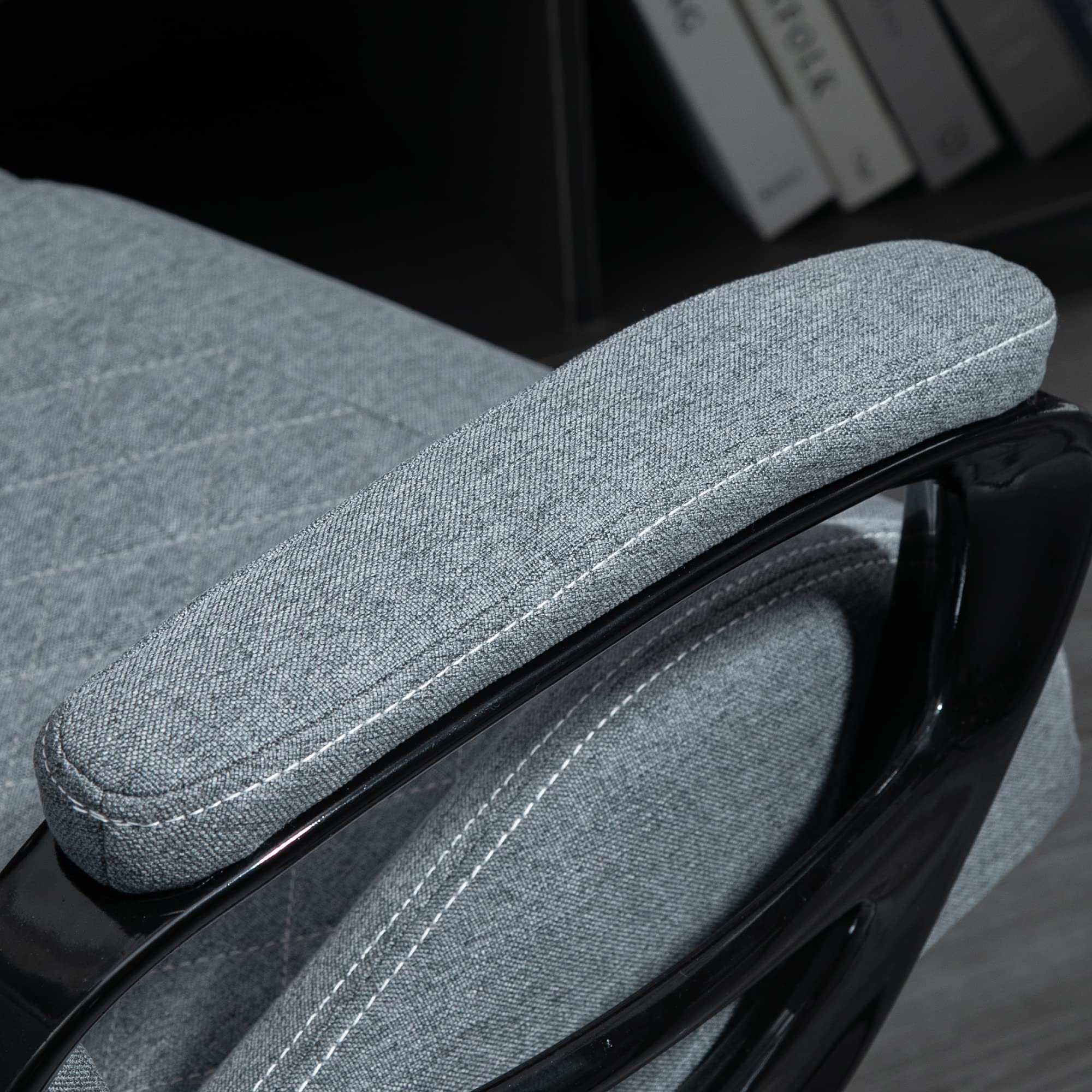 Vinsetto Ergonomic Home Office Chair High Back Task Computer Desk Chair with Padded Armrests, Linen Fabric, Swivel Wheels, and Adjustable Height, Grey