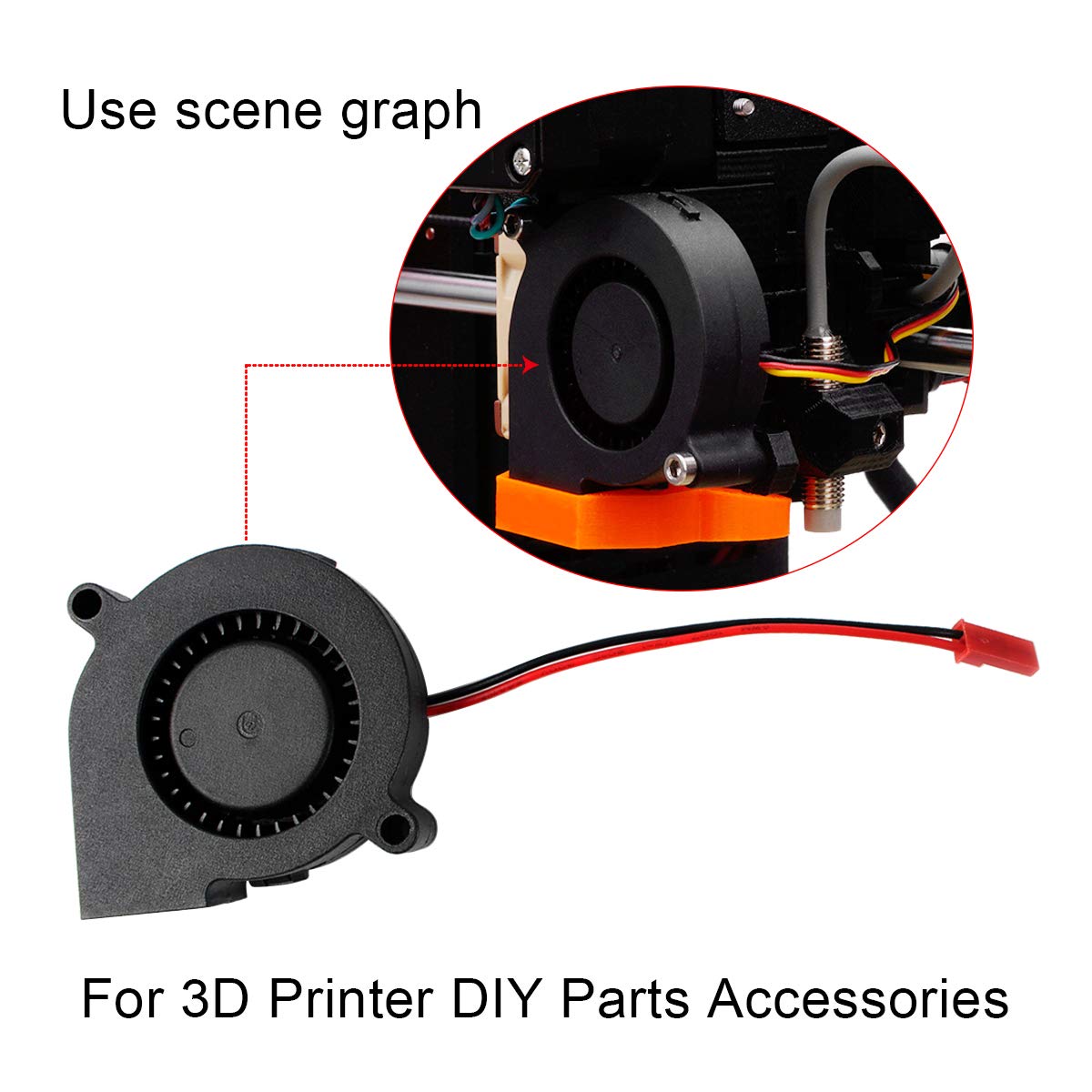 FYSETC 2PCS 24V 5015 Blower Fan Brushless Cooling Fan 50x50x15mm Extruder Hotend Cooler Radiator 110cm/43.3 inch Extension Cable for 3D Printer Monoprie Maker/Ultimat/Ender 3/ Pro