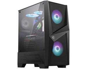 msi mag series forge 100r, mid-tower gaming pc case: tempered glass side panel, argb 120mm fans, liquid cooling support up to 240mm radiator, mesh panel for optimized airflow