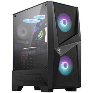 MSI MAG Series FORGE 100R, Mid-Tower Gaming PC Case: Tempered Glass Side Panel, ARGB 120mm Fans, Liquid Cooling Support up to 240mm Radiator, Mesh Panel for Optimized Airflow