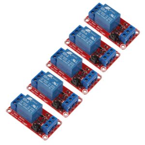 aoicrie 5pcs dc 12v 1 channel relay module board shield with optocoupler isolation support high or low level compatible development board trigger