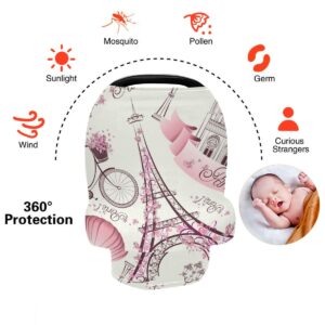 Nursing Cover Breastfeeding Scarf Romantic Travel in Paris- Baby Car Seat Covers, Stroller Cover, Carseat Canopy (g)