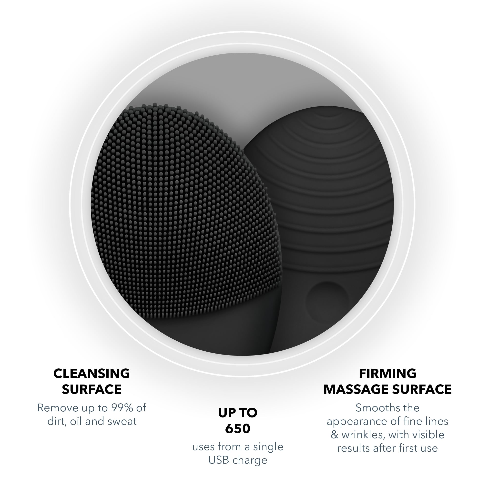 FOREO Luna 3 Men Silicone Facial Cleansing & Firming Massage Brush for Skin and Beard, Shave Prep, Ultra-Hygienic,16 Intensities, 650 uses/USB Charge, App-Connected, Waterproof, 2-Year Warranty