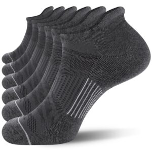 fitrell 6 pack men's ankle running socks low cut cushioned athletic sports socks, shoe size 12-15, dark gray+gray