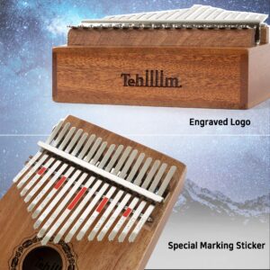 Tehillim Kalimba 17 Keys Thumb Piano with Hard Case, Study Instruction and Tunning Hammer, Portable Mibra Sanza African Wood Finger Piano, Gift for Kids Adult Beginners Professional (Mahogany wood)