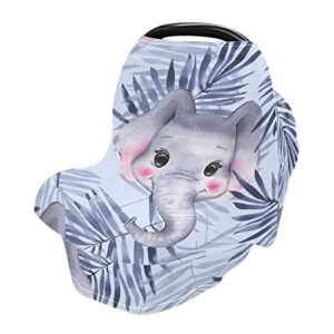 nursing cover breastfeeding scarf pattern with elephants- baby car seat covers, infant stroller cover, carseat canopy (a)