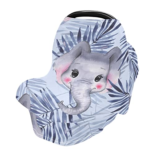 Nursing Cover Breastfeeding Scarf Pattern with Elephants- Baby Car Seat Covers, Infant Stroller Cover, Carseat Canopy (a)