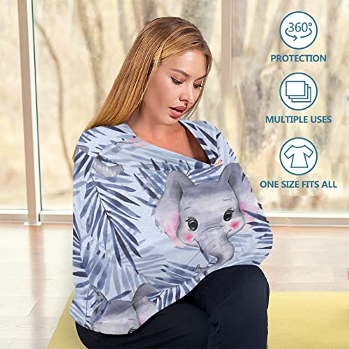 Nursing Cover Breastfeeding Scarf Pattern with Elephants- Baby Car Seat Covers, Infant Stroller Cover, Carseat Canopy (a)