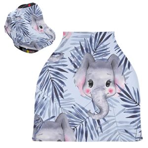 Nursing Cover Breastfeeding Scarf Pattern with Elephants- Baby Car Seat Covers, Infant Stroller Cover, Carseat Canopy (a)