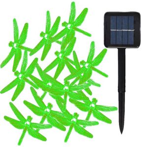 amzstar solar powered string lights waterproof,19.7ft 8 modes 30led dragonfly fairy lights decorative lighting for indoor/outdoor home garden lawn fence patio party (green)