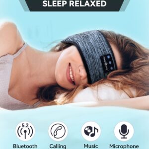 MUSICOZY Sleep Headphones Bluetooth 5.2 Headband, Wireless Music Sleeping Mask Headphones Earbuds Earphones Sweatproof for Women Mom Sports Workout Running Jogging Yoga Cool Gadgets Unique Gifts