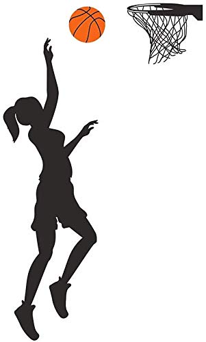 DNVEN Basketball Player Wall Decals Girl Basketball Wall Stickers Girls Basketball Decorations Basketball Murals Vinyl Removable Self Adhesive Wallpaper for Girls Rooms 13 x 41 inches