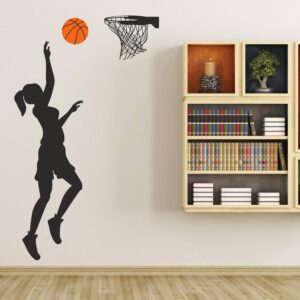 DNVEN Basketball Player Wall Decals Girl Basketball Wall Stickers Girls Basketball Decorations Basketball Murals Vinyl Removable Self Adhesive Wallpaper for Girls Rooms 13 x 41 inches