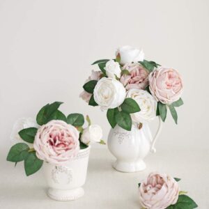 Ling's Moment Artificial Flowers Silk Austin Roses Silk Flowers Artificial Roses w/Stem for Wedding Bouquets Centerpieces Party Home Decoration