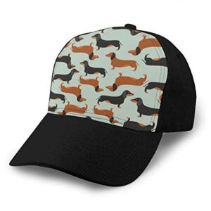 baseball cap black and brown dachshund adjustable anti uv sun hat washed cotton outdoor dad hat for men women