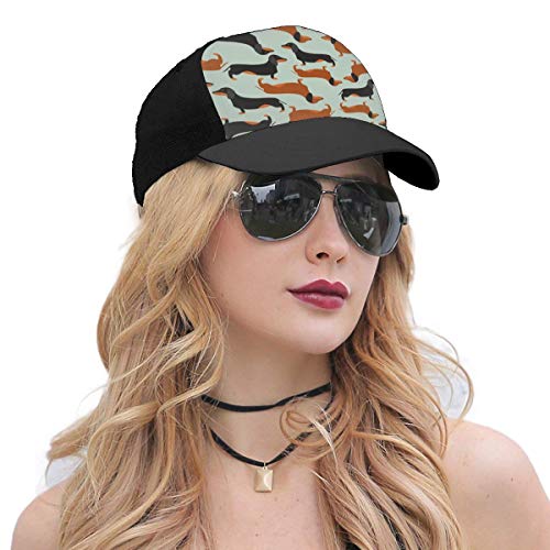 Baseball Cap Black and Brown Dachshund Adjustable Anti UV Sun Hat Washed Cotton Outdoor Dad Hat for Men Women