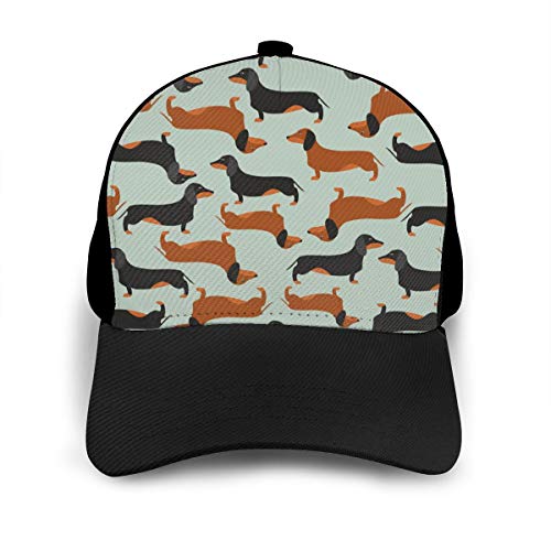 Baseball Cap Black and Brown Dachshund Adjustable Anti UV Sun Hat Washed Cotton Outdoor Dad Hat for Men Women