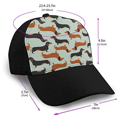 Baseball Cap Black and Brown Dachshund Adjustable Anti UV Sun Hat Washed Cotton Outdoor Dad Hat for Men Women