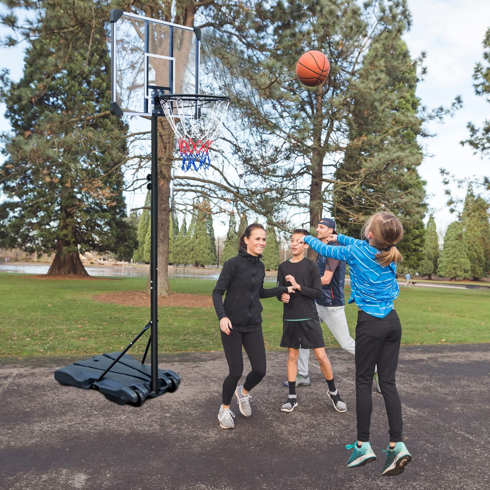 Rakon Portable Basketball Hoop Height Adjustable 5.4ft-7ft Basketball Stand Backboard System for Both Youth and Adults