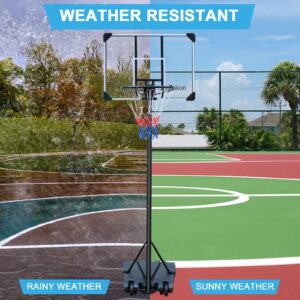 Rakon Portable Basketball Hoop Height Adjustable 5.4ft-7ft Basketball Stand Backboard System for Both Youth and Adults