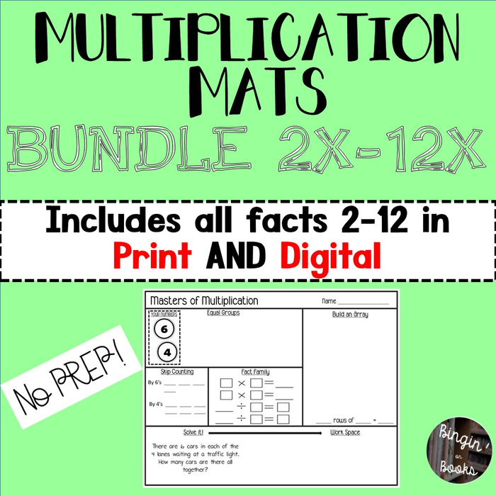 Multiplication Mats Print and Digital 2X-12X