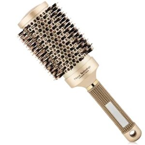 round brush for blow drying, hair brush with boar bristle, nano thermal ceramic barrel ionic tech hair brush, for styling,curling and straightening