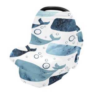 nursing cover breastfeeding scarf whale- baby car seat covers, stroller cover, carseat canopy (j)