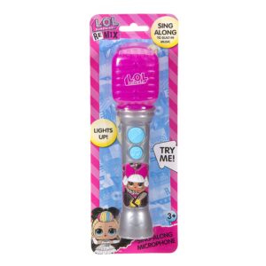 eKids LOL Surprise OMG Remix Toy Microphone for Kids with Built in Music and Flashing Lights, Musical Toy Designed for Fans of LOL Surprise Toys for Girls Pink Small