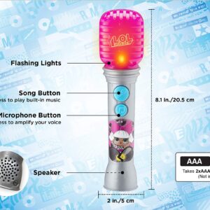 eKids LOL Surprise OMG Remix Toy Microphone for Kids with Built in Music and Flashing Lights, Musical Toy Designed for Fans of LOL Surprise Toys for Girls Pink Small