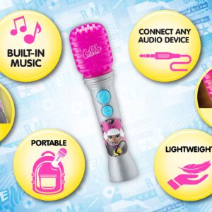 eKids LOL Surprise OMG Remix Toy Microphone for Kids with Built in Music and Flashing Lights, Musical Toy Designed for Fans of LOL Surprise Toys for Girls Pink Small