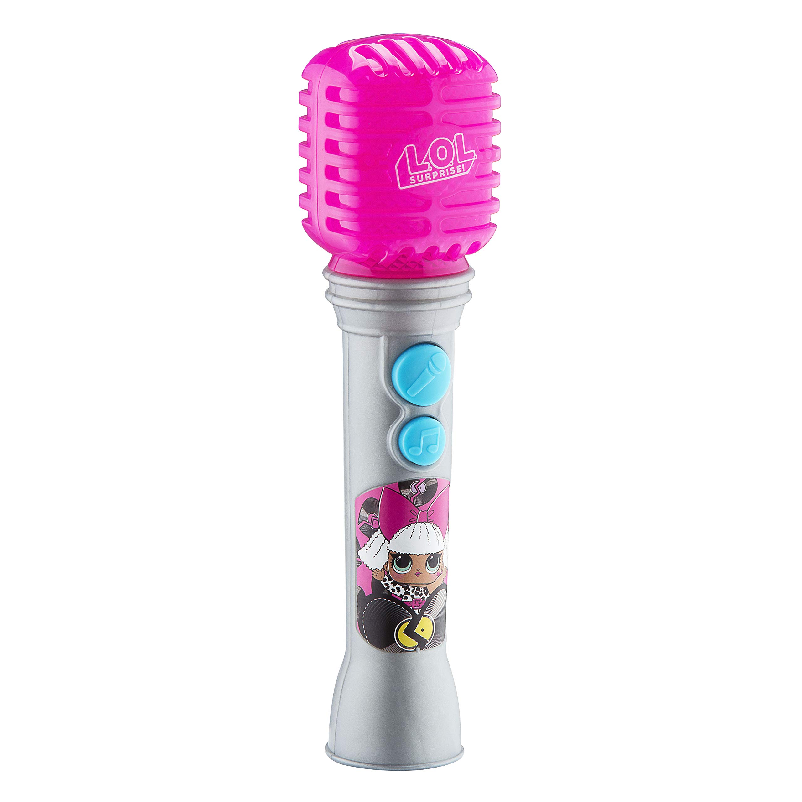 eKids LOL Surprise OMG Remix Toy Microphone for Kids with Built in Music and Flashing Lights, Musical Toy Designed for Fans of LOL Surprise Toys for Girls Pink Small