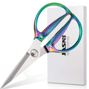 jasni fish pattern powerful kitchen scissors professional heavy duty multi-purpose pretty color rainbow titanium coating forged stainless steel fish bones shears office home scissors