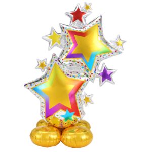 amscan 59" anagram colorful star cluster airloonz foil balloon, multicolor