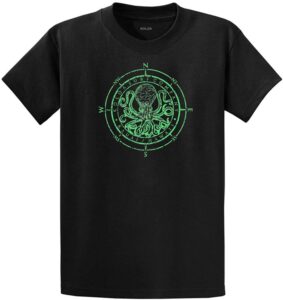joe's usa koloa surf octopus logo mens heavy cotton t-shirttall-2xlt-blackgreen
