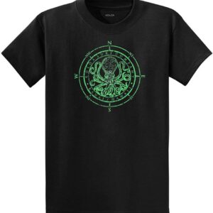 Joe's USA Koloa Surf Octopus Logo Mens Heavy Cotton T-ShirtTall-2XLT-BlackGreen